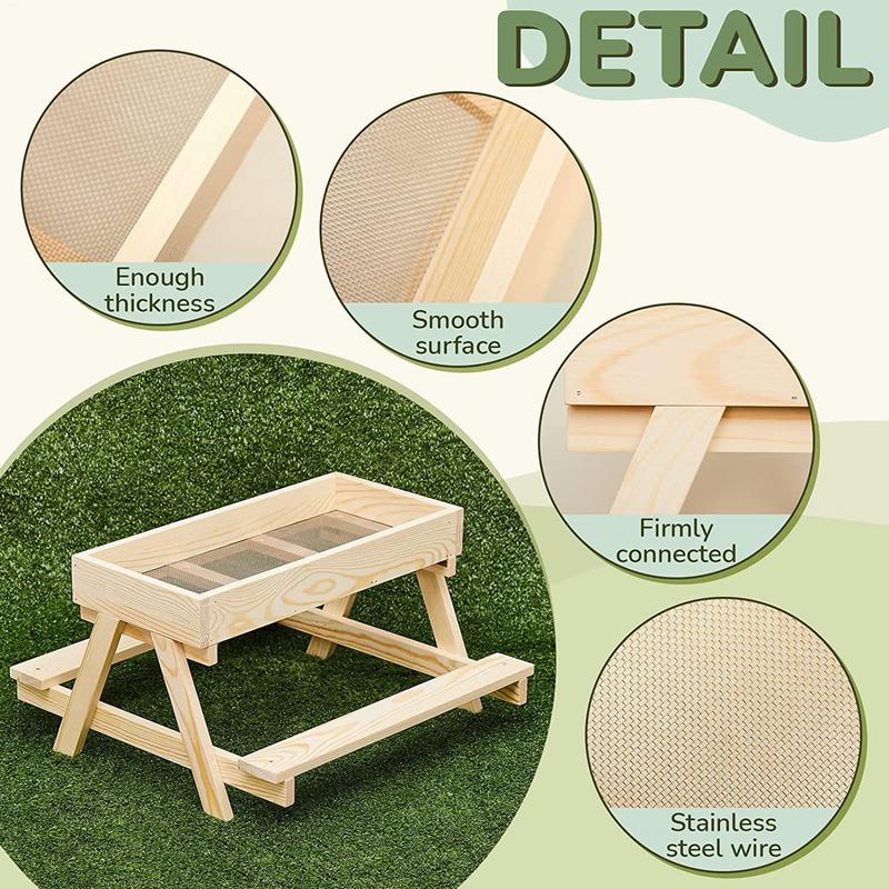 Chicken Food Feeder Squirrel Wild Bird Feeder Wooden Mesh Bottom Stand Keeps Food Fresh Dry For Poultry Turkey Duck Flock