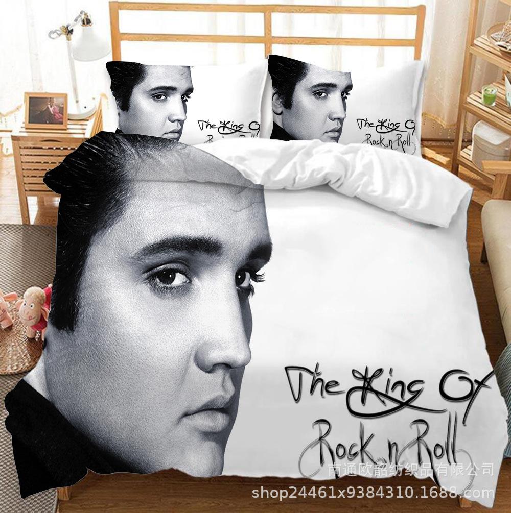 Größe 3D Digitaldruck Elvis Presley Heimtextil Quilt-Set Dreiteilig