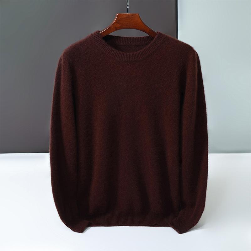New round neck 100 pure cashmere sweater solid color loose thickened pullover knitted primed warm sweater
