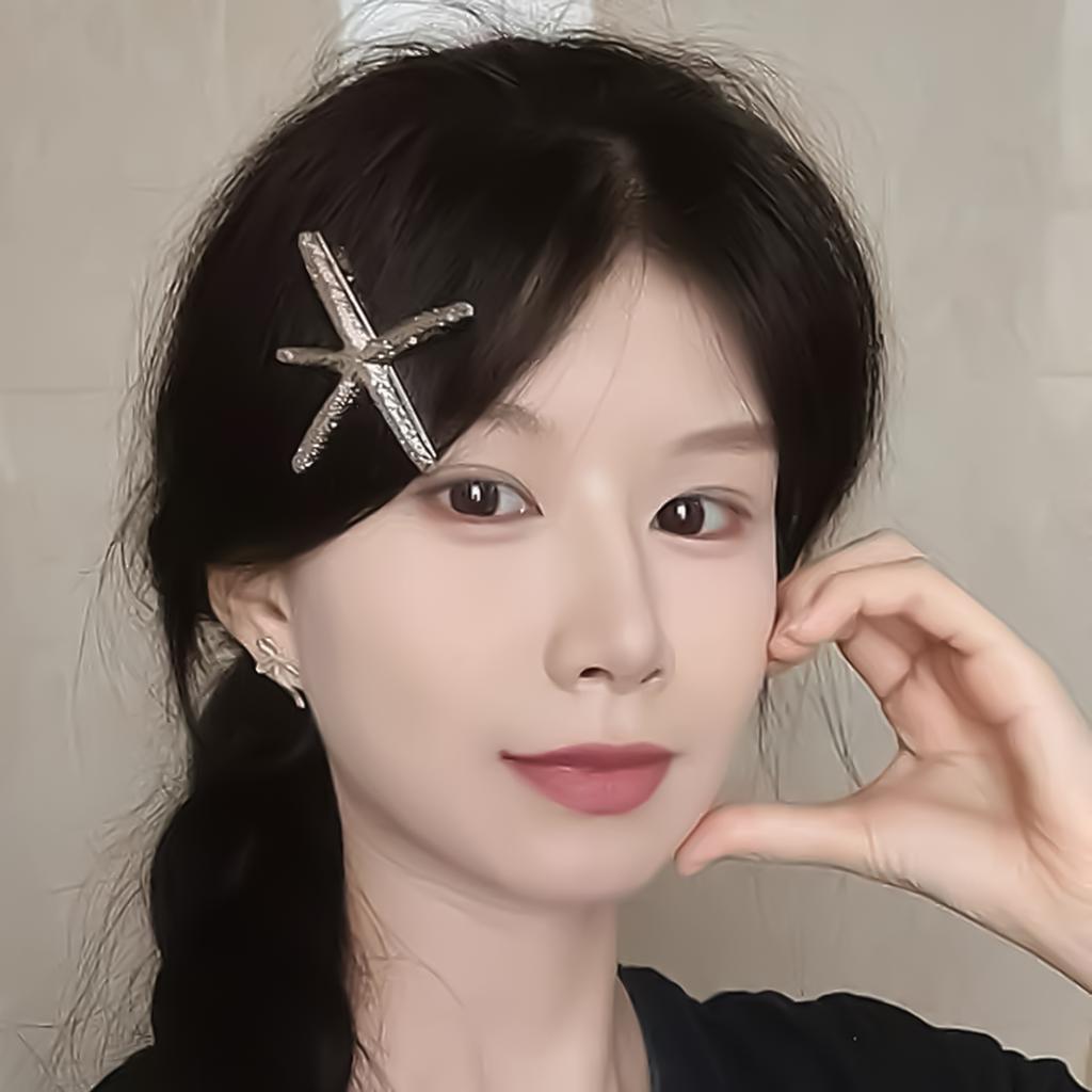 Starfish Geometric Side Spring Metal Bang Hair Clip, Zinc Alloy Snap Barrette for Women and Girls, Straight Curly Hair Fringe