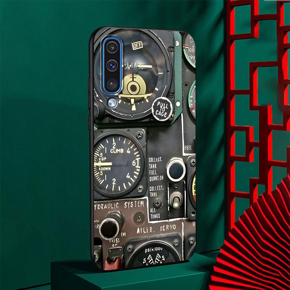 Aeroplane Pilot Cockpit Case for Samsung Galaxy A10s A50 A50s A02s A03s A20 A30 A20e A70 A70s A20s A30s A10 A40 TPU Black Cover