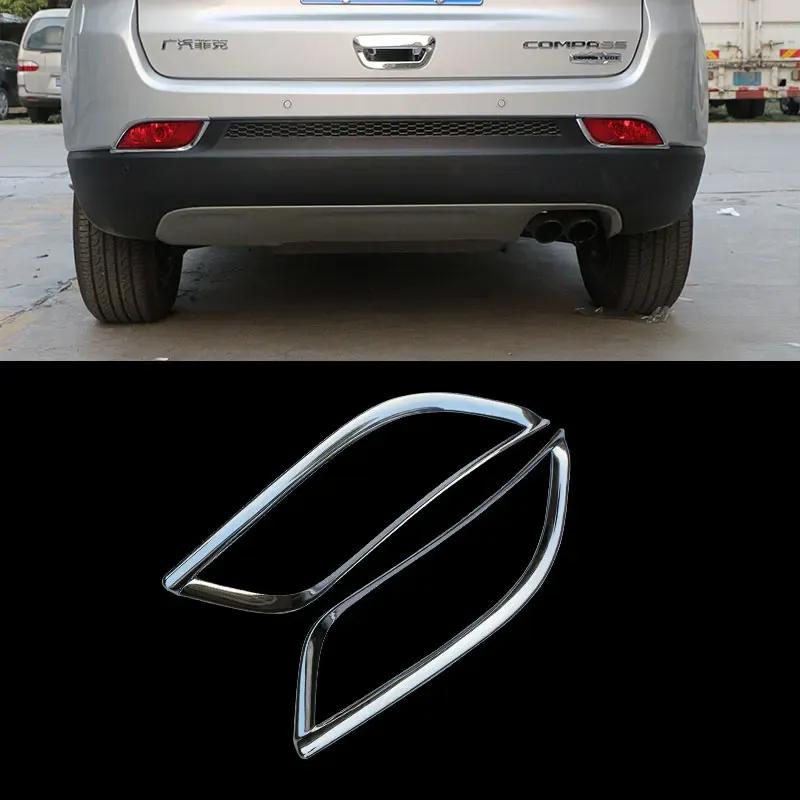 Car Styling for Jeep New Compass 2017 2018   Rear Fog Light Lamp Molding Cover Trims Decoration Sticker ABS Chrome 2Pcs