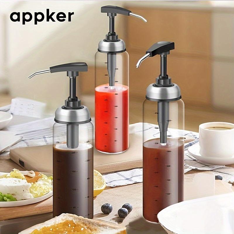 1pc Bouteille d'Huile à Pression avec Échelle, Huile de Sésame, Sauce Soja, Distributeur de Vinaigre, Contrôle Précis pour Restaurant, Cuisine Familiale, Verre Lavable en Machine