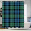 Plaid Shower Curtain Waterproof Fabric Bathroom Decor Set Various Colors Available