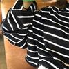 Black and White Color Block Striped Women's Casual Loose Long Sleeve T-shirt (2025 Korean Style)