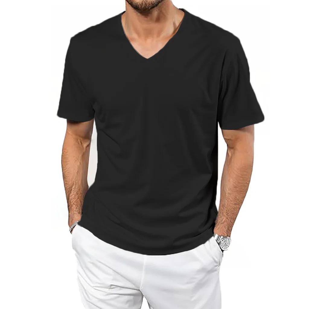 

Летняя новая футболка для мужчин Ice Silk Cool Feeling V-образный вырез футболка быстросохнущая легкая дышащая повседневная футболка с V-образным вырезом XXXXL чёрный
