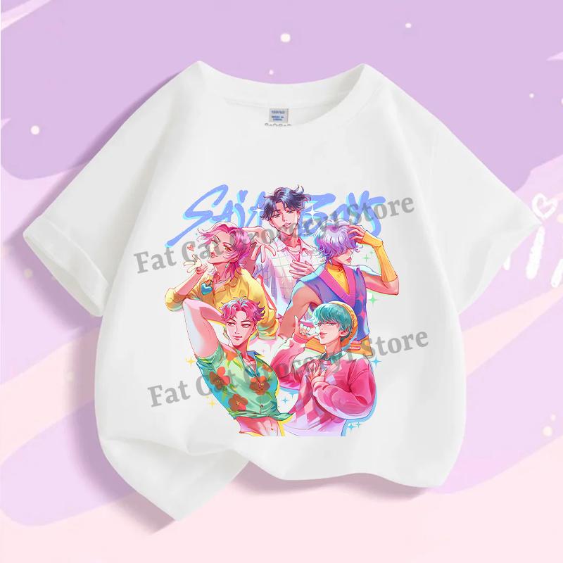 Kpop Tričko Lovce démonů Dětské Roztomilé Rumi Mira Zoey Trička Dívky Chlapci Léto Krátký rukáv Dětské Volnočasové Topy Bavlněné Oblečení Dárek