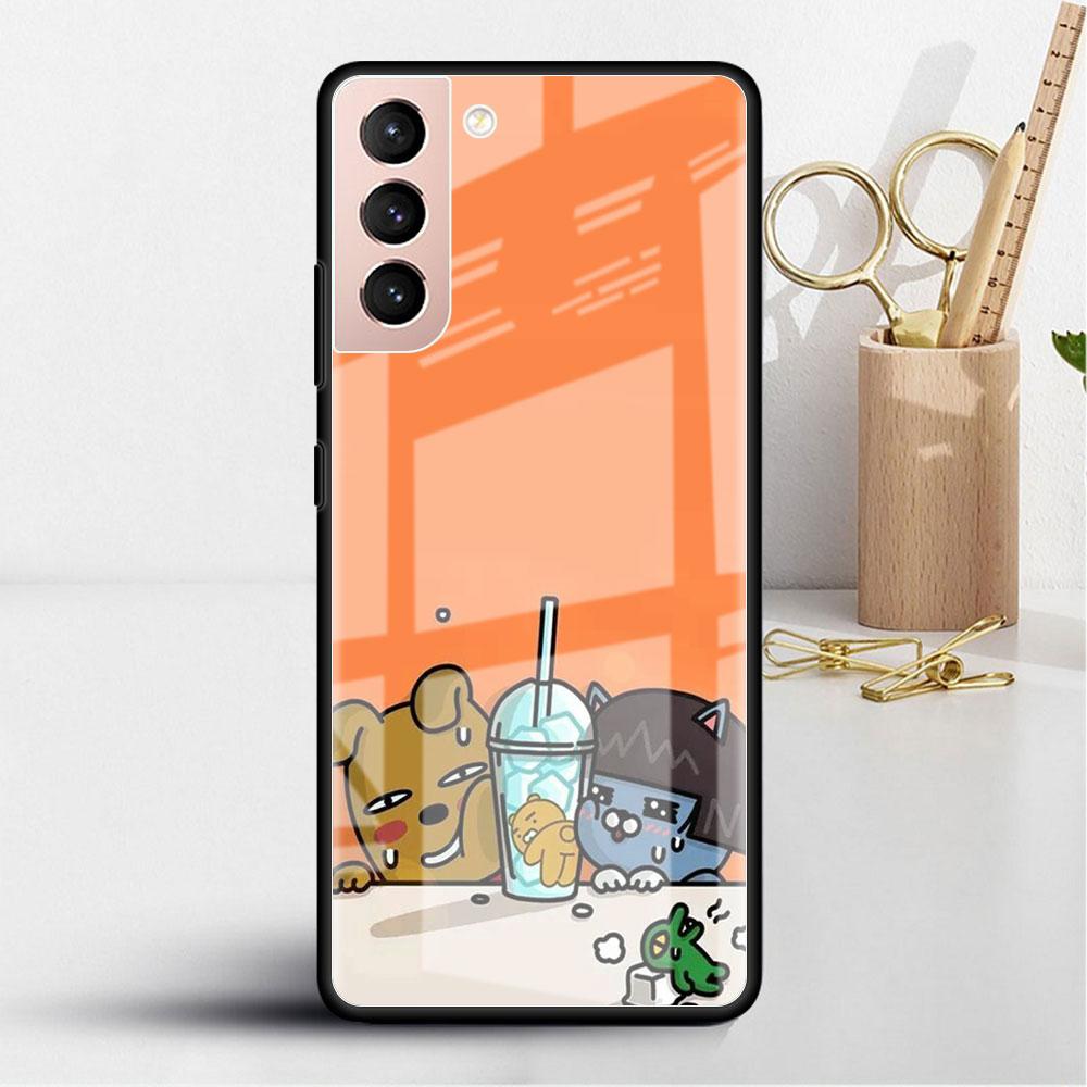 

Стеклянный чехол для Samsung Galaxy S22 S20 FE S21 Plus, чехол для телефона S10 5G S9 Note 20 Ultra 10 Lite, милый чехол Kakao Friends Samsung Note 9