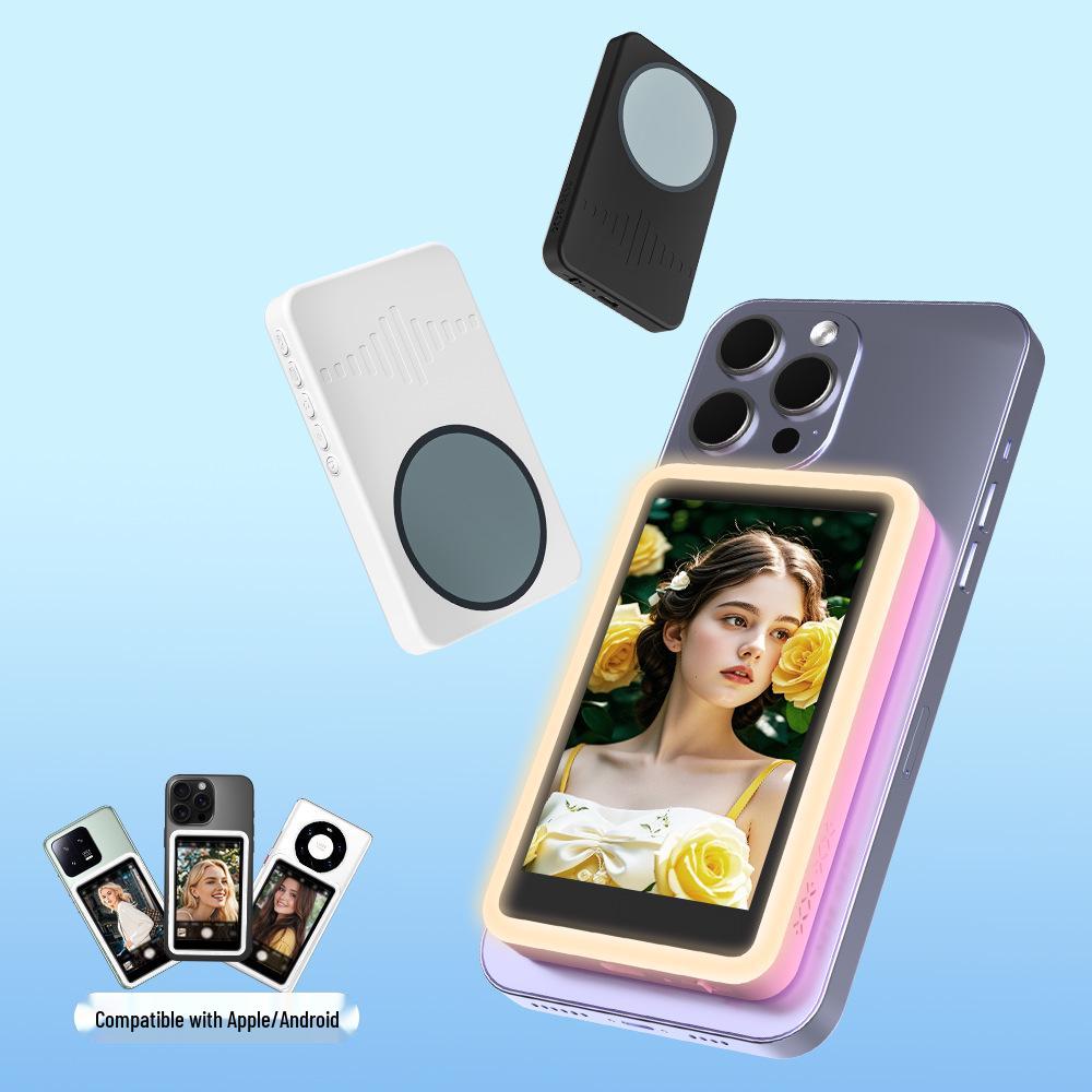 Kabelloses magnetisches Handy-Display mit Ton & Fülllicht für Live-Streaming & Remote-Selfies