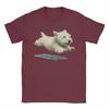 Unisex T-Shirt Lustiger Laufender Hund Kunstdruck Niedlicher Westie Hund Spaß Baumwolle T-Shirt Kurzarm T-Shirts Rundhals Kleidung Einzigartig