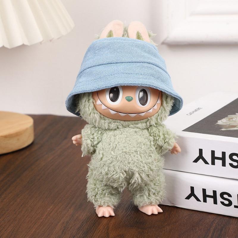 Labubu Doll Outfit: Fisherman Hat & Overalls Set for First & Second Gen Dolls