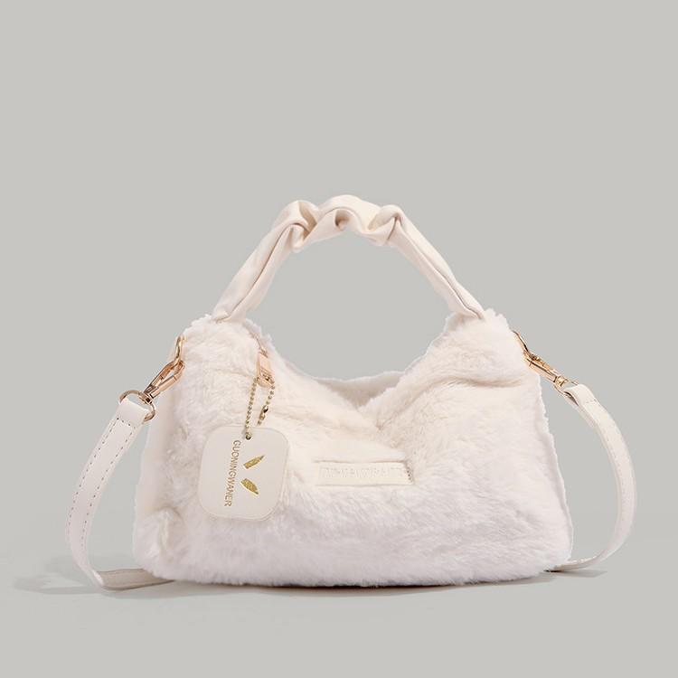 2024 New Furry Small Square Bag for Women, Autumn and Winter Plush Handbag, Fashionable Single Shoulder Crossbody Furry Bag