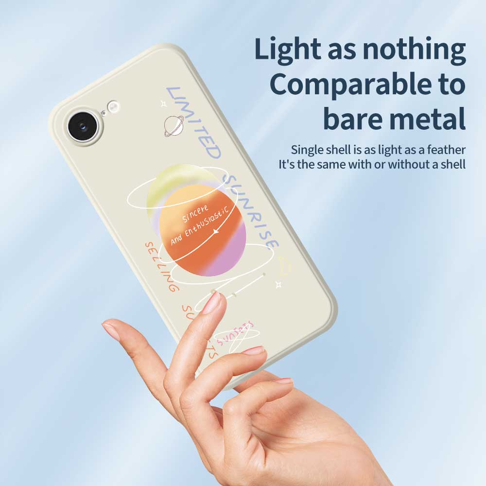 For iPhone 16e Case Planet Pattern Printing Straight Edge TPU Phone Back Cover