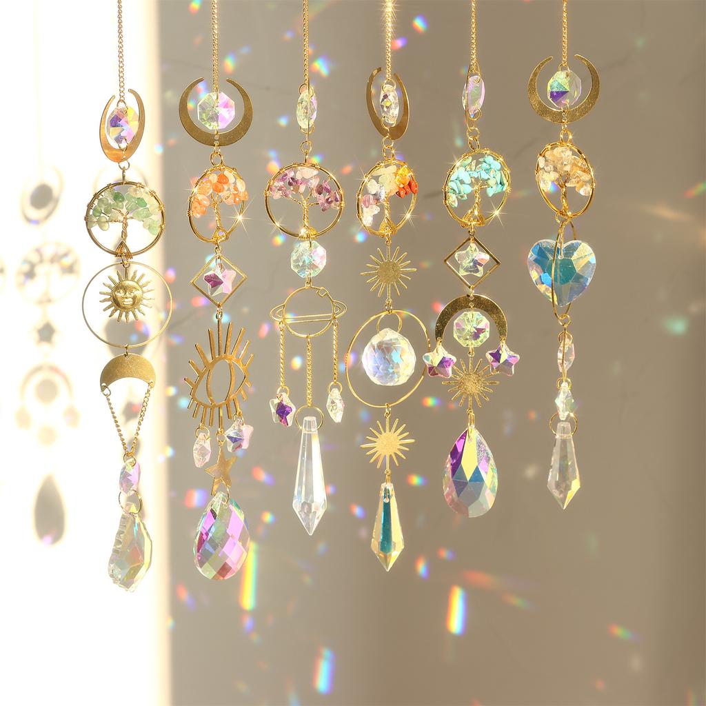 Sun Catchers with Crystals ,Tree of Life Crystal Suncatcher for Window Prisms Light Catcher Indoor Outdoor Home Party Garden