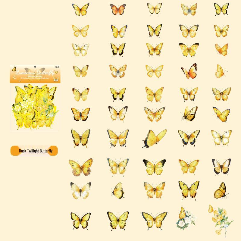 Mu Ran Retro Luminous Butterfly Journal & Suitcase Sticker Pack