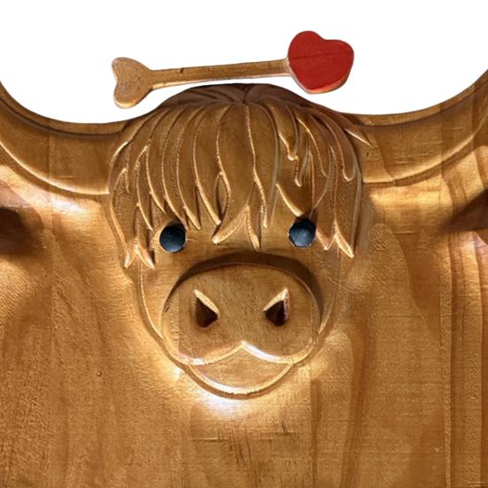 Highland Koe Charcuterieplank Rustieke Serveerplank met Compartimenten Houten Schaal voor Kaas Fruit Snacks Feest
