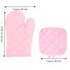 Rhomboid Texture Quilted Oven Mitt Set Anti-Scalding Kitchen Insulated Pad Potholder  Hot Bowl