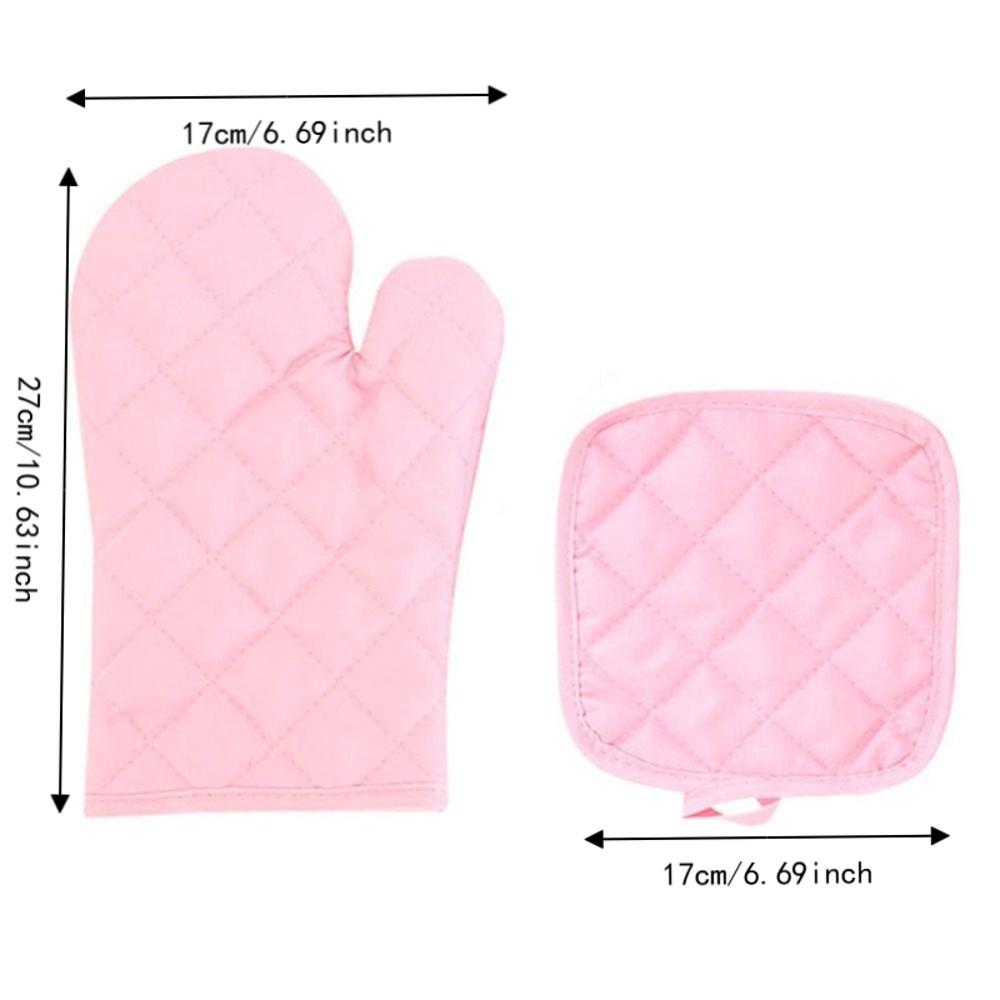 Rhomboid Texture Quilted Oven Mitt Set Anti-Scalding Kitchen Insulated Pad Potholder Hot Bowl