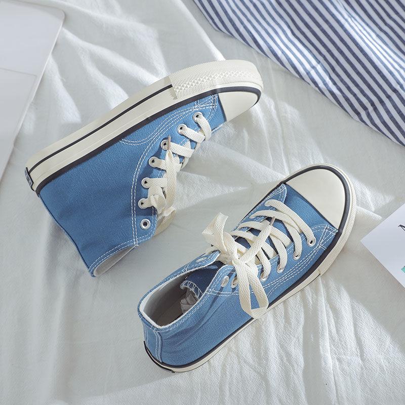 Thick-soled 1970 high-top canvas shoes women's versatile student cloth shoes 2025 new retro Harajuku board shoes white shoes