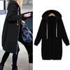 Chic Lady Solid Color Long Sleeve Casual Hooded Sweatshirt Coat Zipper Outwear