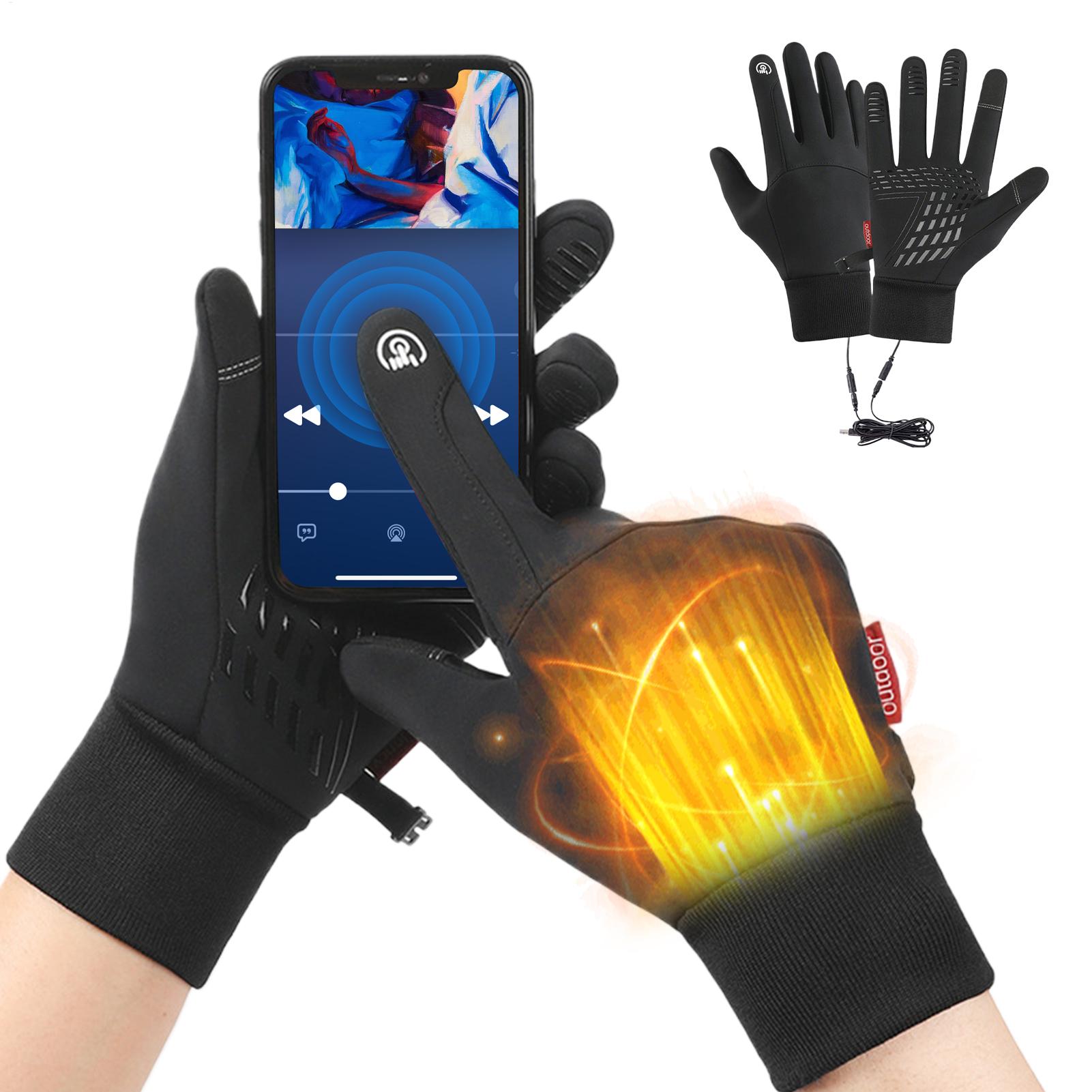 Electric Heated Gloves Touch Screen Outdoor Riding Skiing Mitten USB Heated Gloves For Backpacking Mountaineering Riding Camping XL