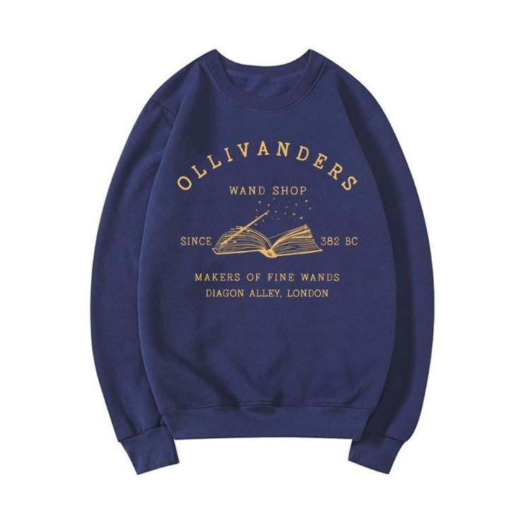 Women Magic Wizard Hoodies Long Sleeve HP Book Nerd Sweatshirt Fans Gift Pullover Sweater Wizard Book Shop