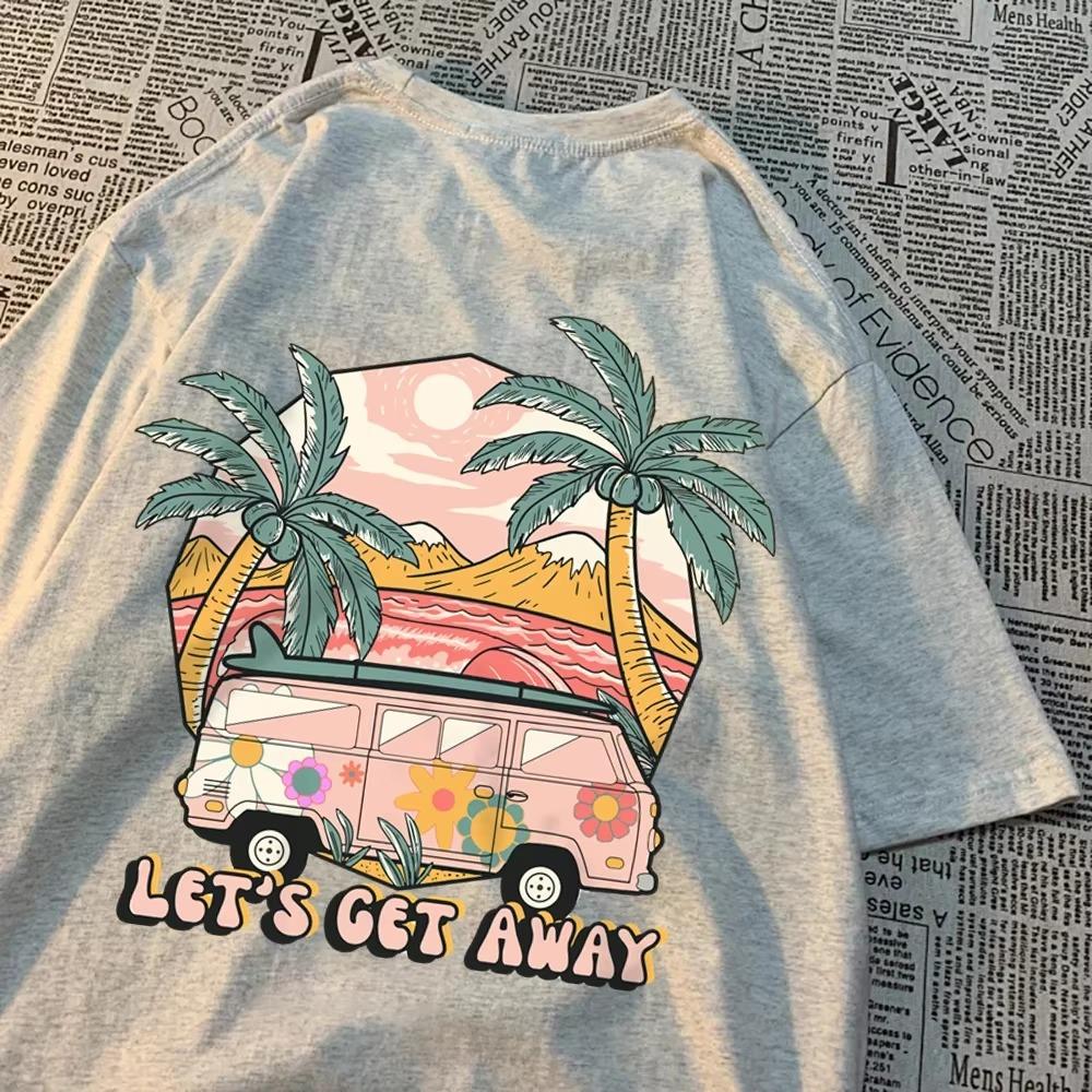 Let'S Get Away Take The Bus Go On Vacation Printing Men Tshirts Harajuku Breathable Tshirt Summer Clothing Fashion Loose T-Shirt