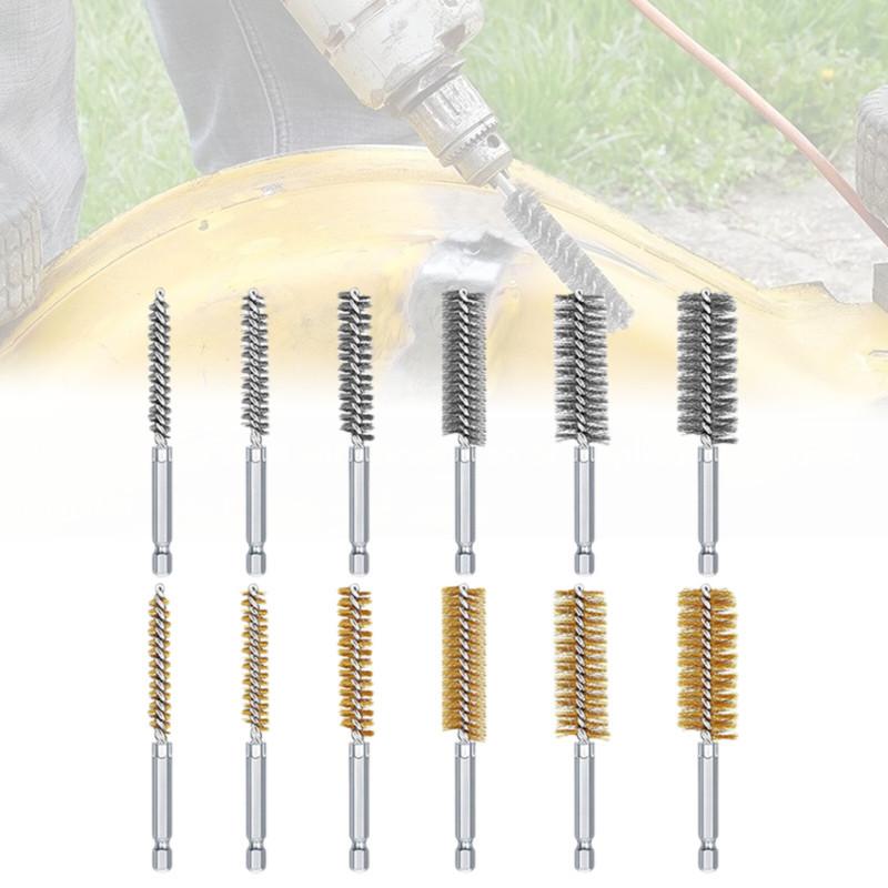 Steel Electric Stainless Drilling Brushes Wire Pipe Brush Hexagonal Rod Cleaning