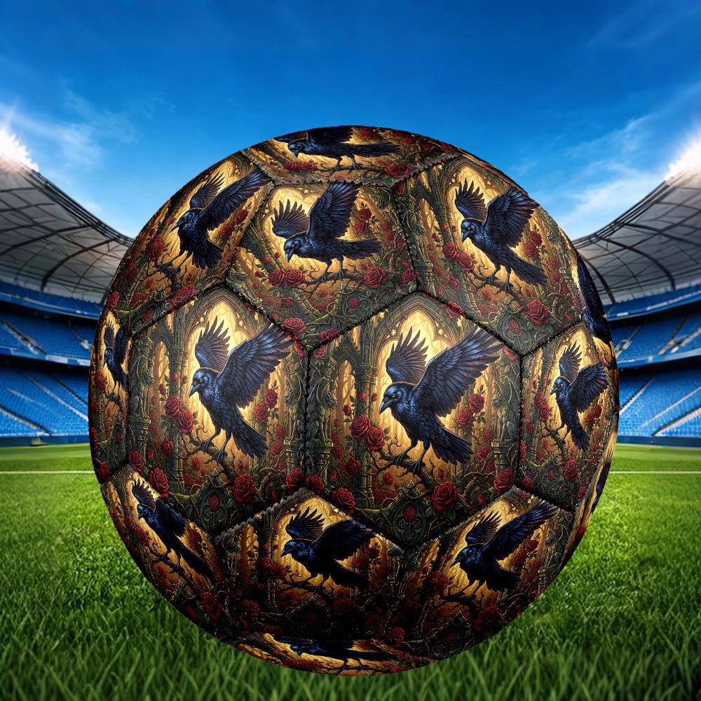 1pc Raven Amidst Roses Durable Size 5 Soccer Ball Professional Match Training Football Indoor &Outdoor Sports Ball p60189