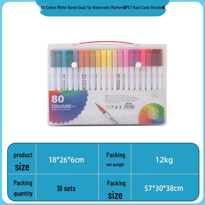 Double-Ended Watercolor Pens for Children - Soft Tip, Water-Based, Vibrant Colored Markers