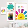 Rainbow Sun Star Cloud Numbers Alphabet Colors Wall Art Canvas Painting Nordic Posters And Prints Wall Pictures Kids Room Decor