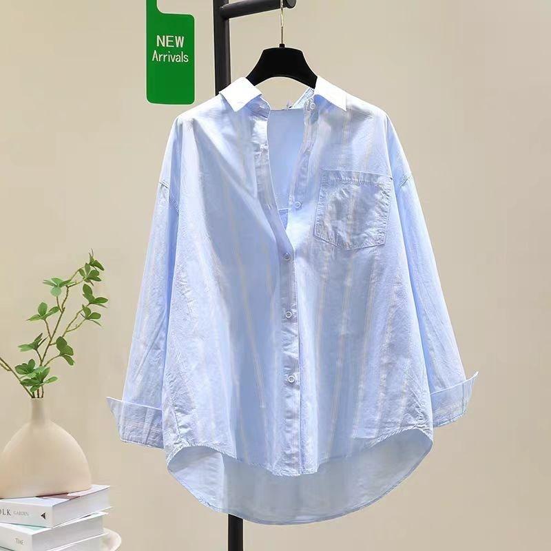 

Модная универсальная свободная повседневная кофта-кардиган с длинным рукавом в полоску для женщин XL синий