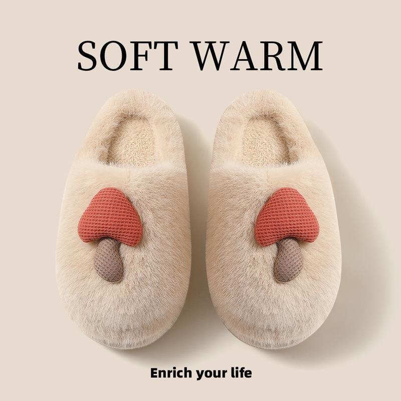 Cotton slippers winter new home indoor thick bottom plush warm fluffy slippers autumn and winter