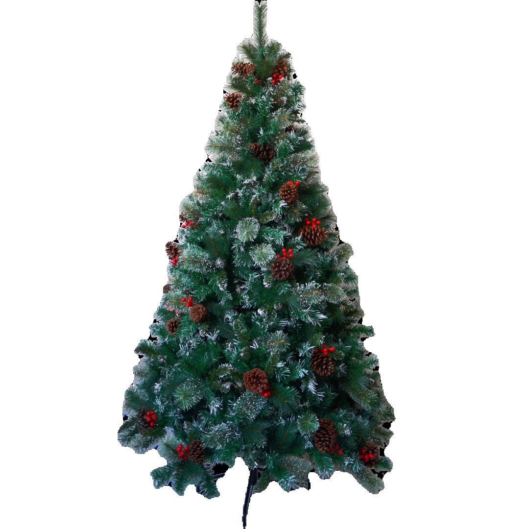 180cm Best artificial christmas trees 6ft Pre-Lit Artificial Spruce Christmas Tree with Large Pinecones, Red Berries 1.8M зелёный