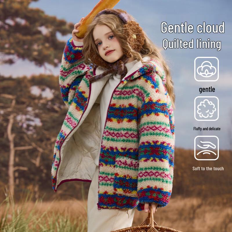 ASK JUNIOR Детская плюшевая куртка с капюшоном и узором Fair Isle 150