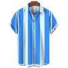 Fashionable Men's Short Sleeve Shirts 3D Digital Printed Design Summer Comfortable Outdoor Activities Stripe Pattern