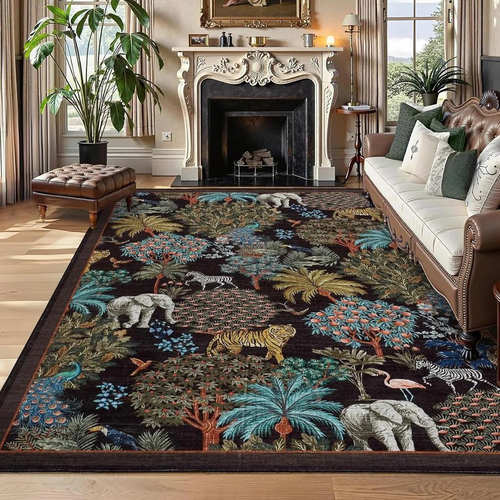 Abstract Animal Pattern Carpet, Bright Colors, Living Room Anti-slip Carpet, Soft and Easy-to-clean ,study and Bedroom Rug
