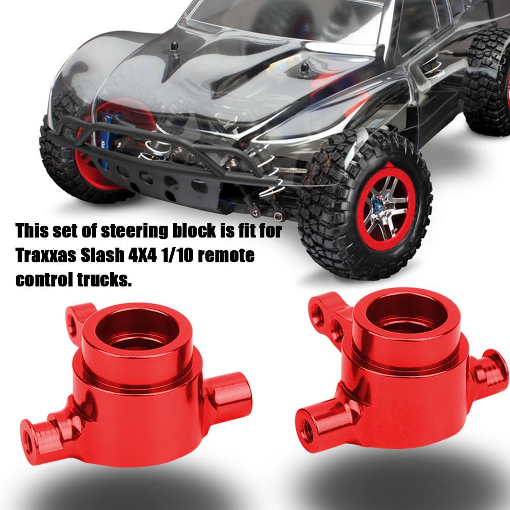 2PCS Aluminum Alloy Steering Block Fit for Traxxas Slash 4X4 1 10 Truck RC AccessoryRed