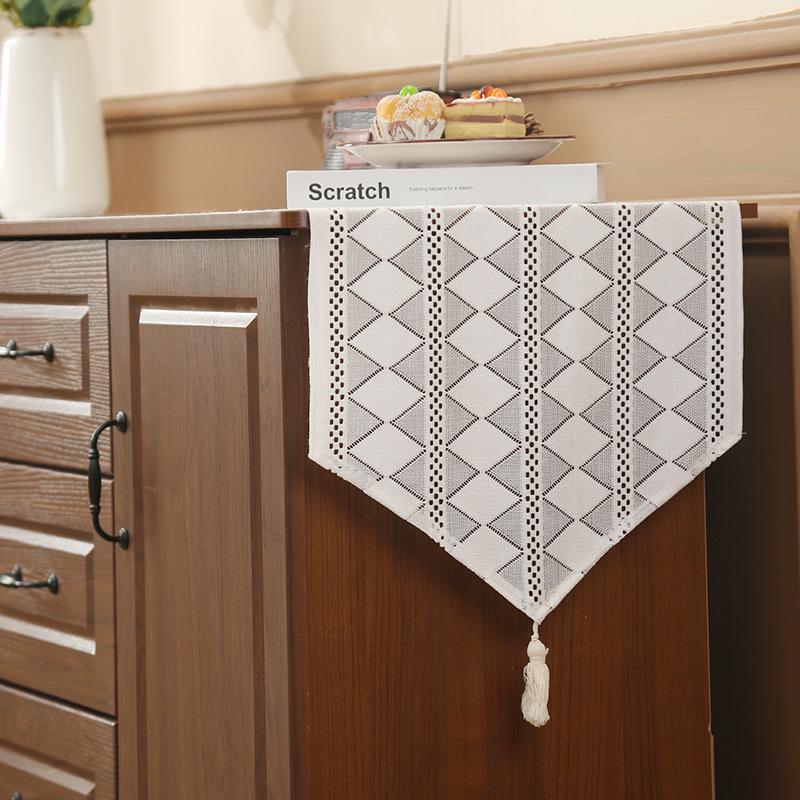 White Nordic High-End Lace Table Runner - Luxury Dining & Coffee Table Decor