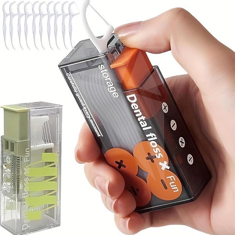 Portable Dental Floss Box Automatic Pop Up Floss Dispenser Press Type Travel Disposable Toothpick Floss Stick Holder