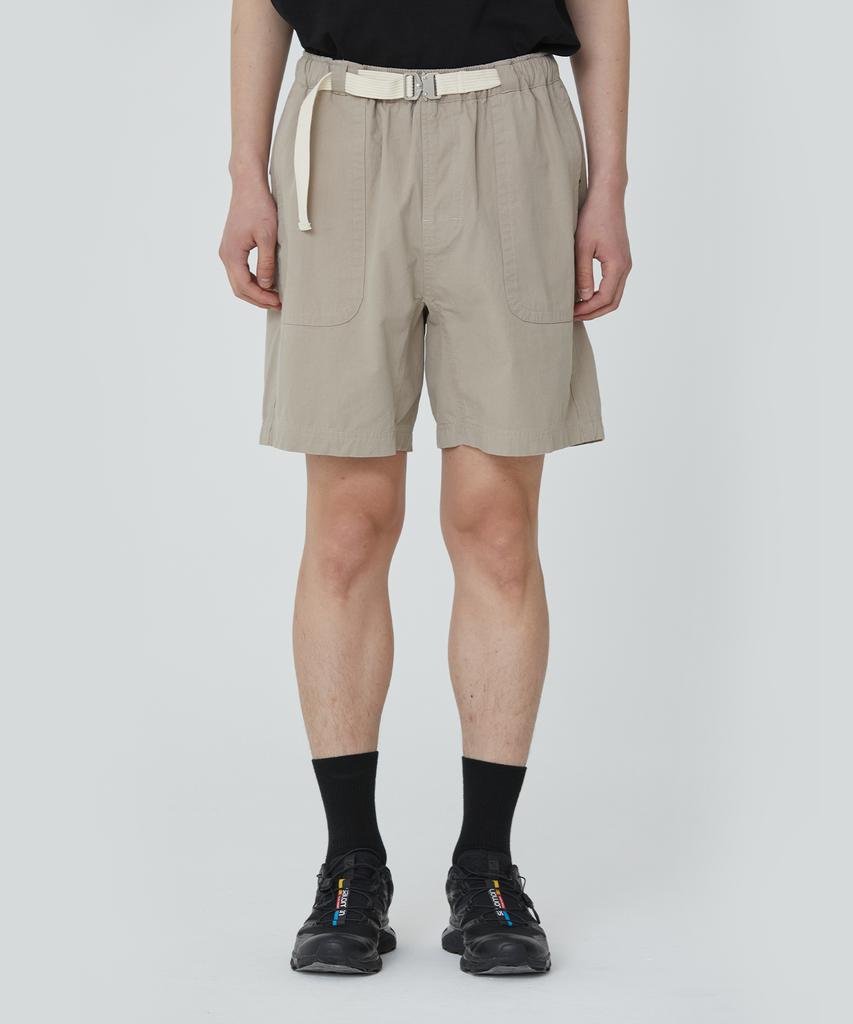 PUBLICFIGURE Cotton Herringbone Half Pants_Beige