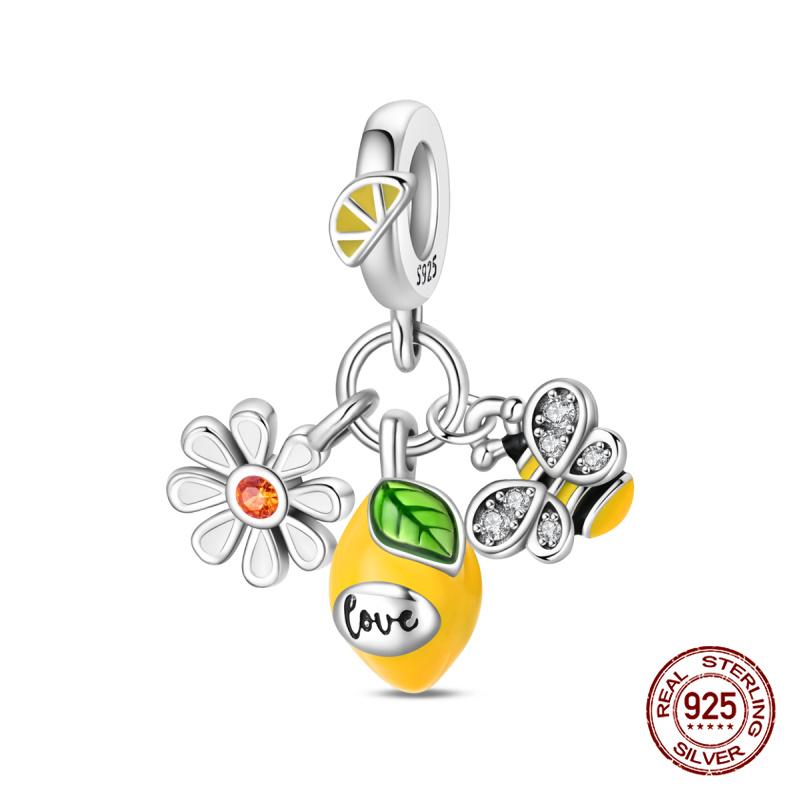 Original Charms Copper Summer Coconut Grove Holiday Charm Fits 3Mm Original Bracelet For Women Diy Jewelry Gifts New In