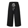 Pantaloni de vară pentru femei cu picioare largi Pantaloni neregulați uni picioare ocazional in snur Capris de damă cu buzunare