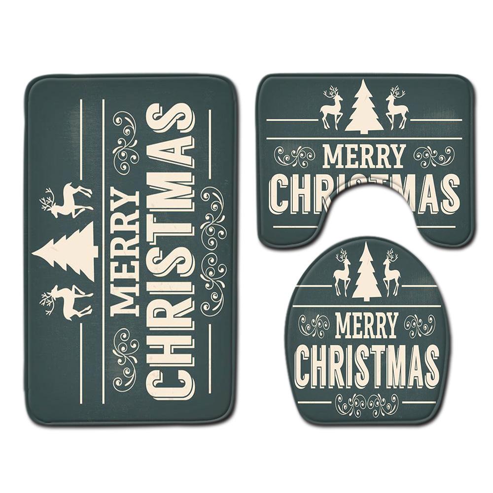 

Рождественский коврик для ванной, туалетный трехпредметный набор 45cmx75cm