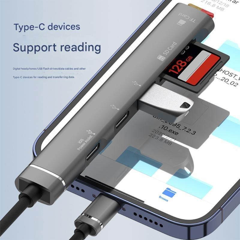 Portable USB C And USB A To TFSD Card Adapters Multiport Hubs Fast Data Transfer OTG For Laptop Tablets