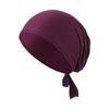 Berretto Sottoscarf Interno con Laccetti in Jersey di Modal di Alta Qualità per Donne Musulmane, Colore Unito, Sottoscarf, Turban Elasticizzato Islamico, Copricapo