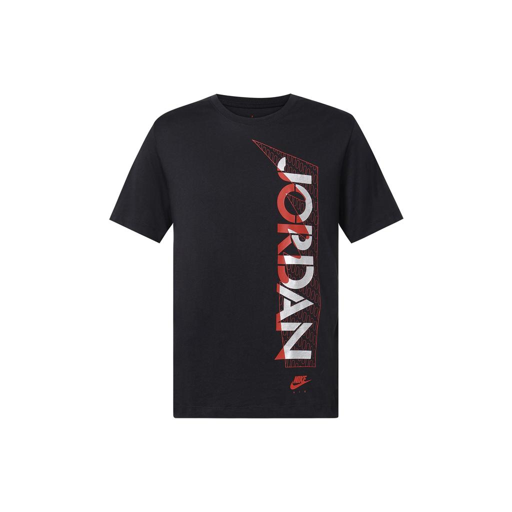 Jordan Brand Reflective Vertical Logo Print Short Sleeve T-Shirt Men Tops Black CU1684-010
