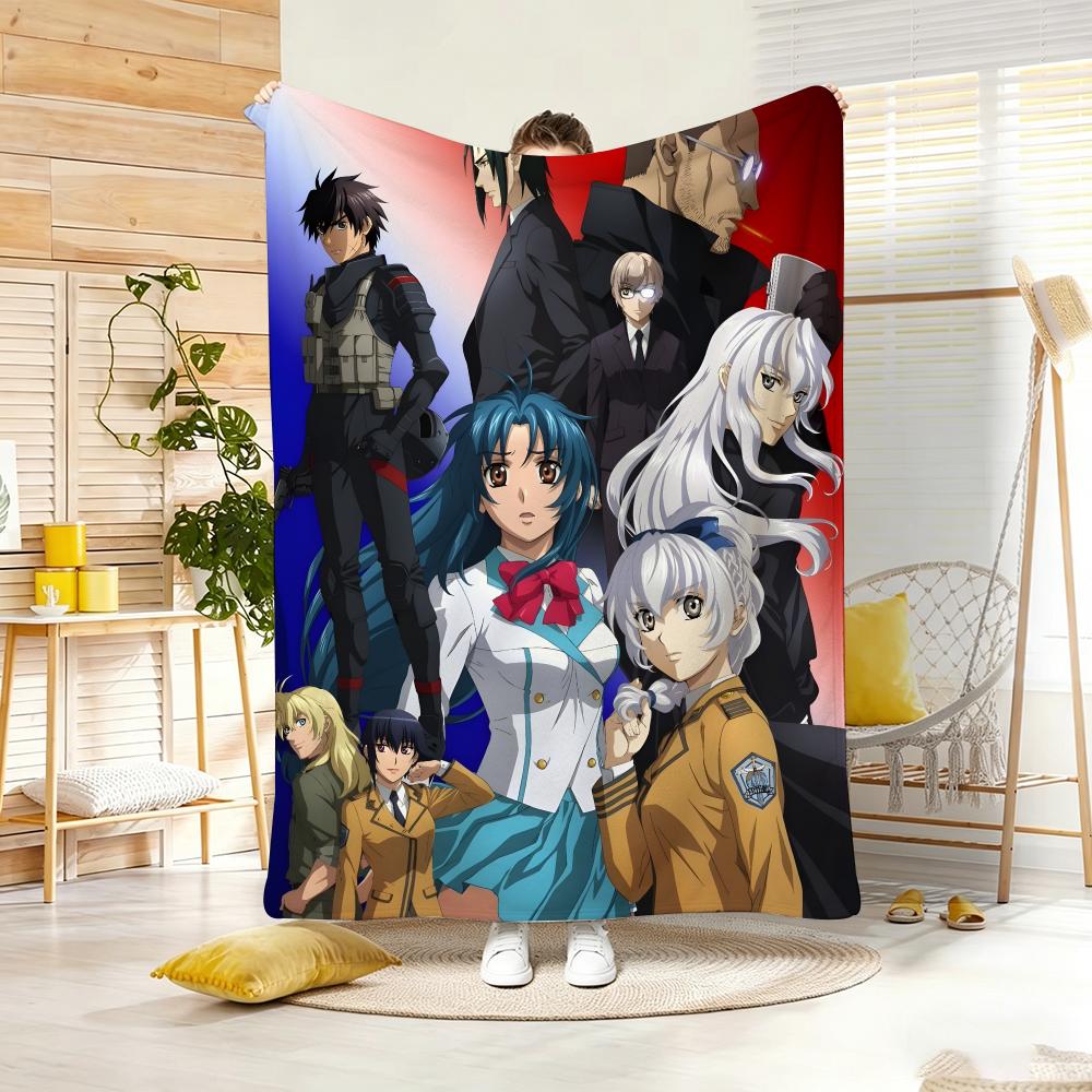 Military Mecha Anime F-Full Metal Panic Throw Lightweight 240g Flannel Blanket Soft Skin-friendly for Summer Cooling 75x90cm