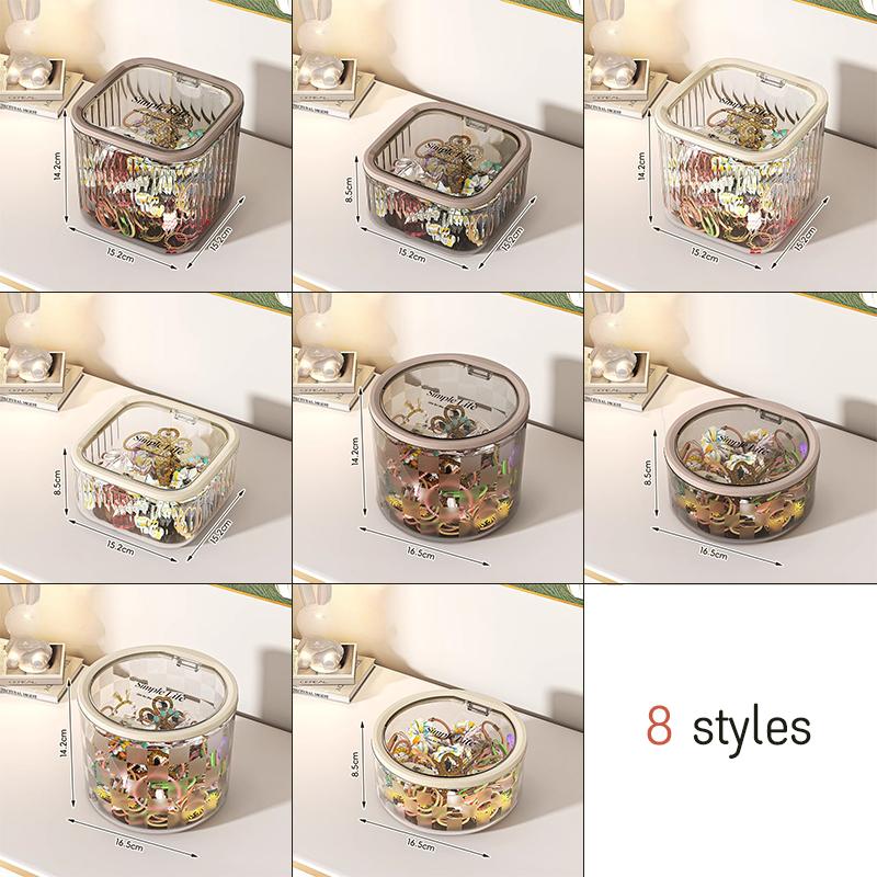 New Mini Desktop Storage Box with Lid Dust Proof Hair Accessories Organizer Makeup Sundries Bucket Holder Case Desktop Trash Can