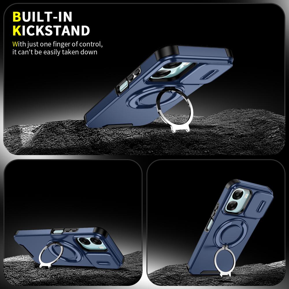 KEYSION 360° Rotating Ring Stand Phone Case for OPPO A6x 5G A6 A6t Pro A6s 5G Slide Camera Protection Magnetic Shockproof Cover
